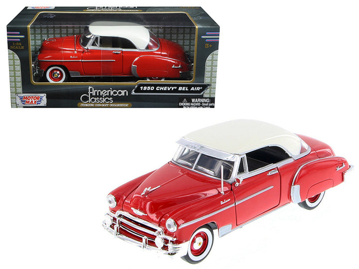 1950 Chevrolet Bel Air Red 1/24 Diecast Car Model by Motormax-0