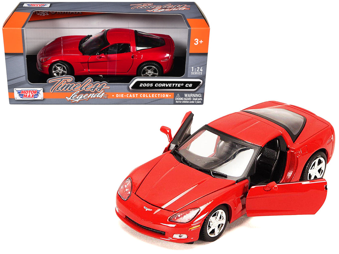 2005 Chevrolet Corvette C6 Coupe Red 1/24 Diecast Model Car by Motormax-0