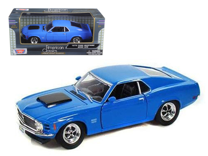 1970 Ford Mustang Boss 429 Blue 1/24 Diecast Model Car by Motormax-0