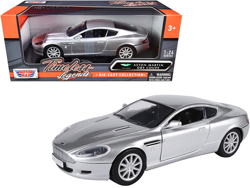 Aston Martin DB9 Coupe Silver Metallic "Timeless Legends" 1/24 Diecast Model Car by Motormax-0