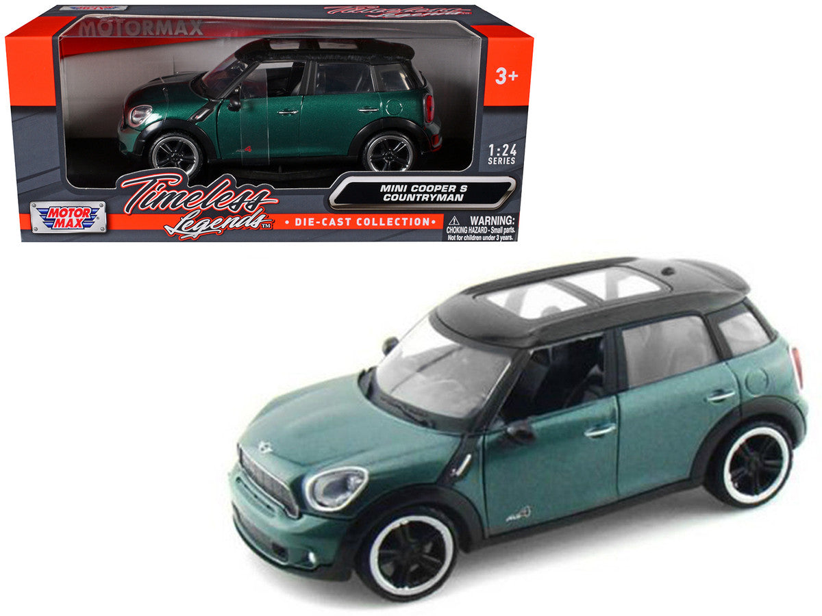 Mini Cooper S Countryman Oxford Green Motormax diecast model with retail packaging