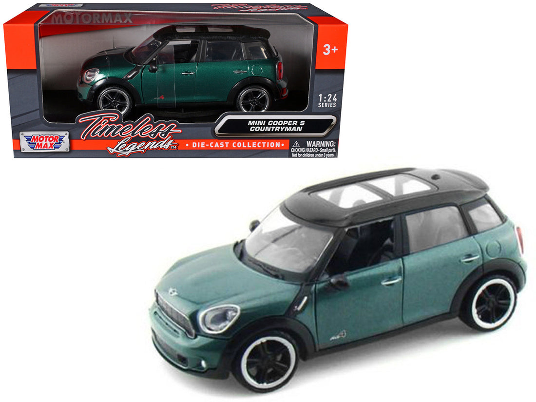 Mini Cooper S Countryman Oxford Green Motormax diecast model with retail packaging