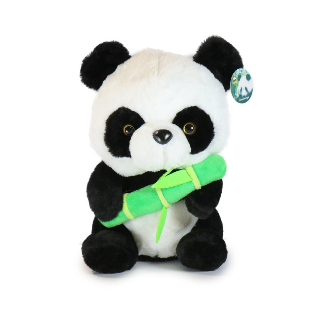 10-Inch Black and White Boo Panda with Bamboo Stick