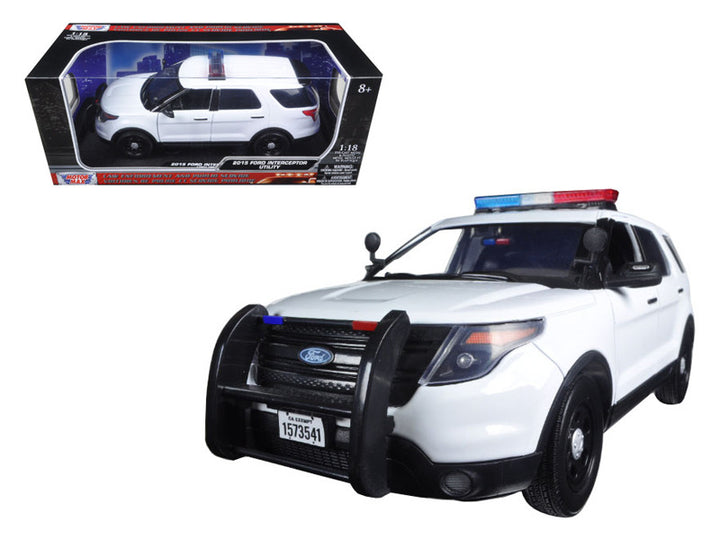 2015 Ford PI Utility Interceptor Police Car with Light Bar Plain White 1/18 Diecast Model Car by Motormax-0