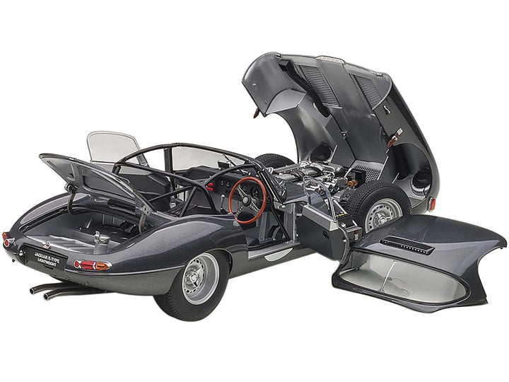 Jaguar Lightweight E Type Roadster RHD (Right Hand Drive) Dark Gray 1/18 Model Car by Autoart-1