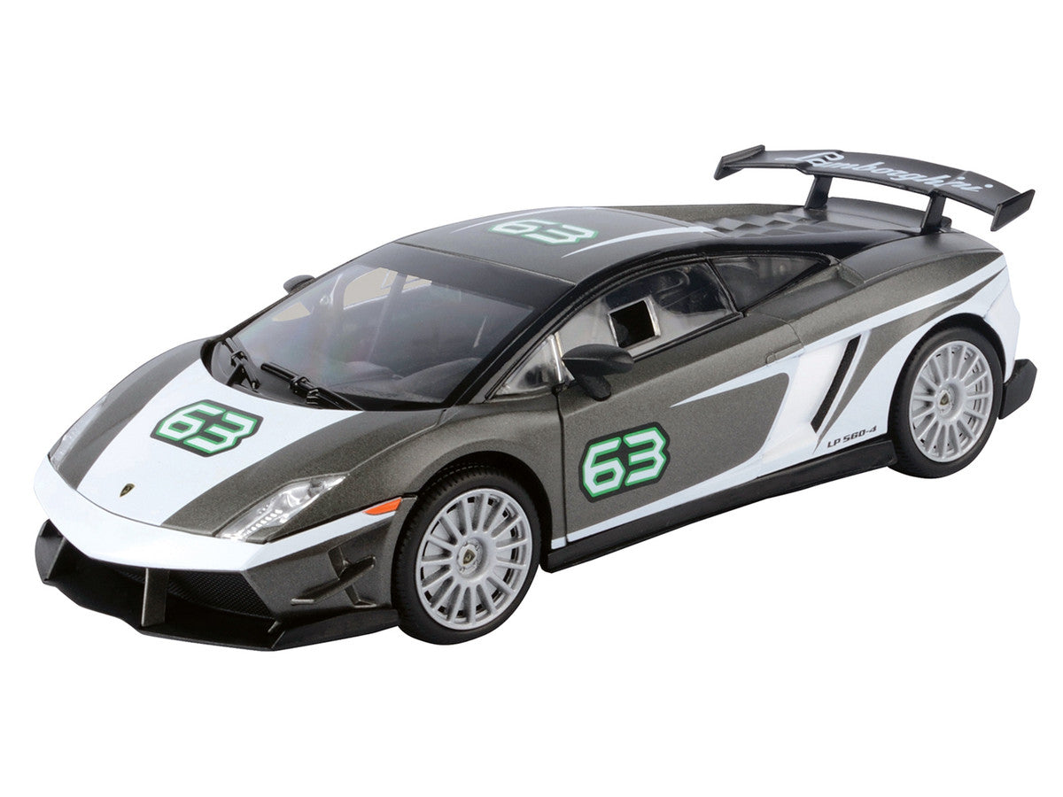 Lamborghini Gallardo LP 560-4 Super Trofeo #63 Gray Metallic and White "GT Racing" Series 1/24 Diecast Model Car by Motormax-0