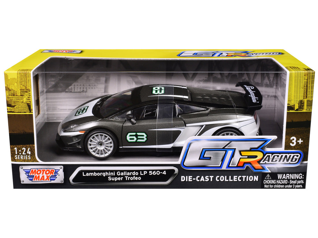Lamborghini Gallardo LP 560-4 Super Trofeo #63 Gray Metallic and White "GT Racing" Series 1/24 Diecast Model Car by Motormax-1