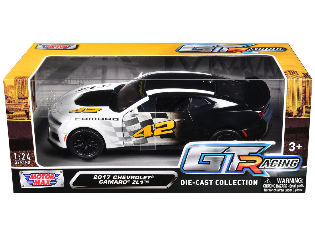 2017 Chevrolet Camaro ZL1 #42 Black and White "GT Racing" Series 1/24 Diecast Model Car by Motormax-1