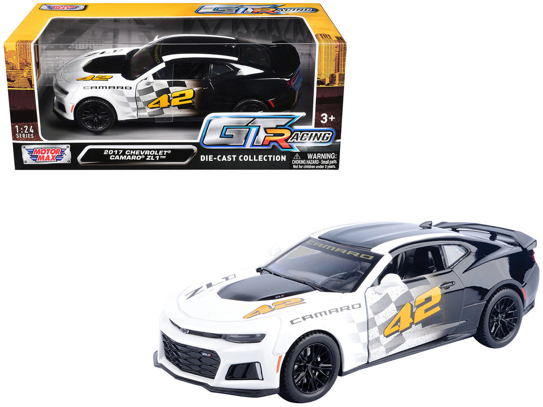 2017 Chevrolet Camaro ZL1 #42 Black and White "GT Racing" Series 1/24 Diecast Model Car by Motormax-2