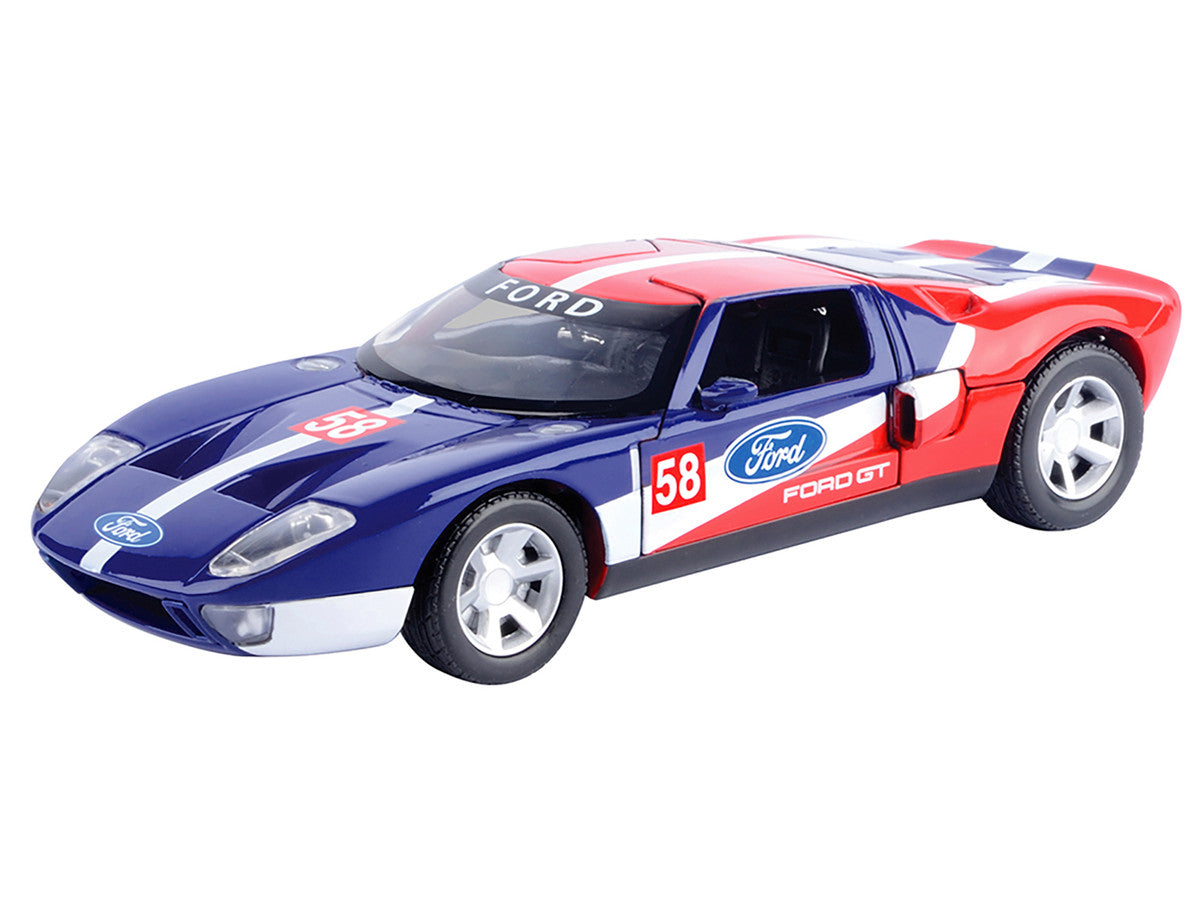Ford GT Concept #58 Blue and Red with White Stripes "GT Racing" Series 1/24 Diecast Model Car by Motormax-0