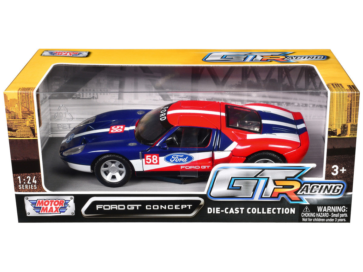 Ford GT Concept #58 Blue and Red with White Stripes "GT Racing" Series 1/24 Diecast Model Car by Motormax-1