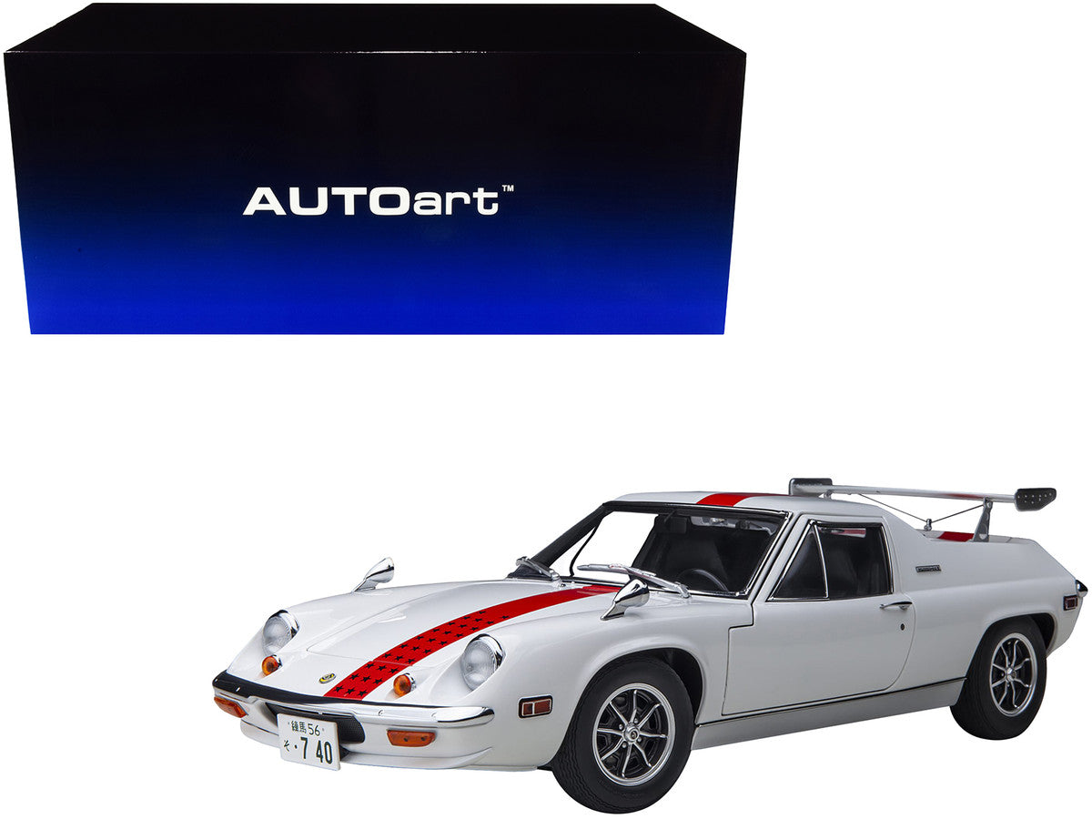 Lotus Europa Special White with Red Stripe and Graphics "The Circuit Wolf" 1/18 Model Car by Autoart-0