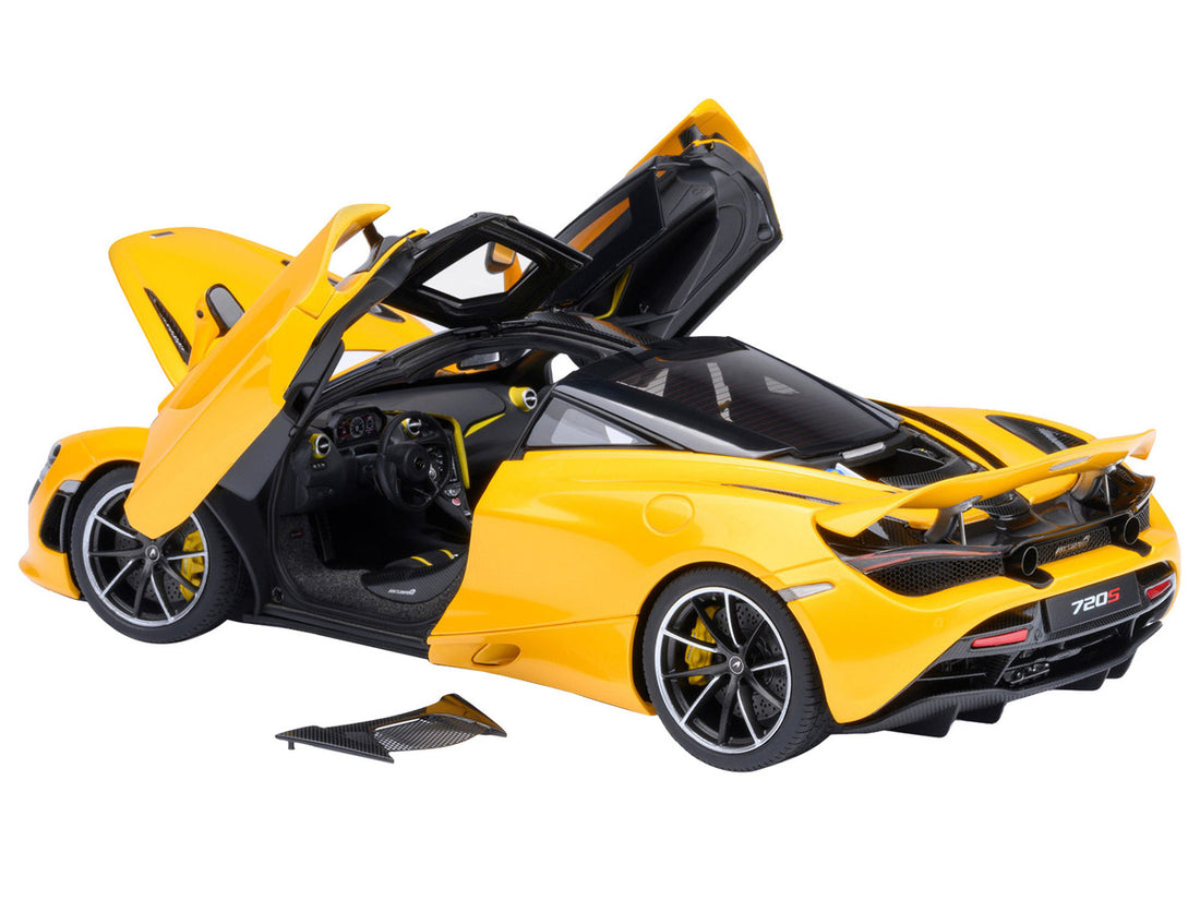 McLaren 720S Volcano Yellow with Black Top and Carbon Accents 1/18 Model Car by Autoart-0