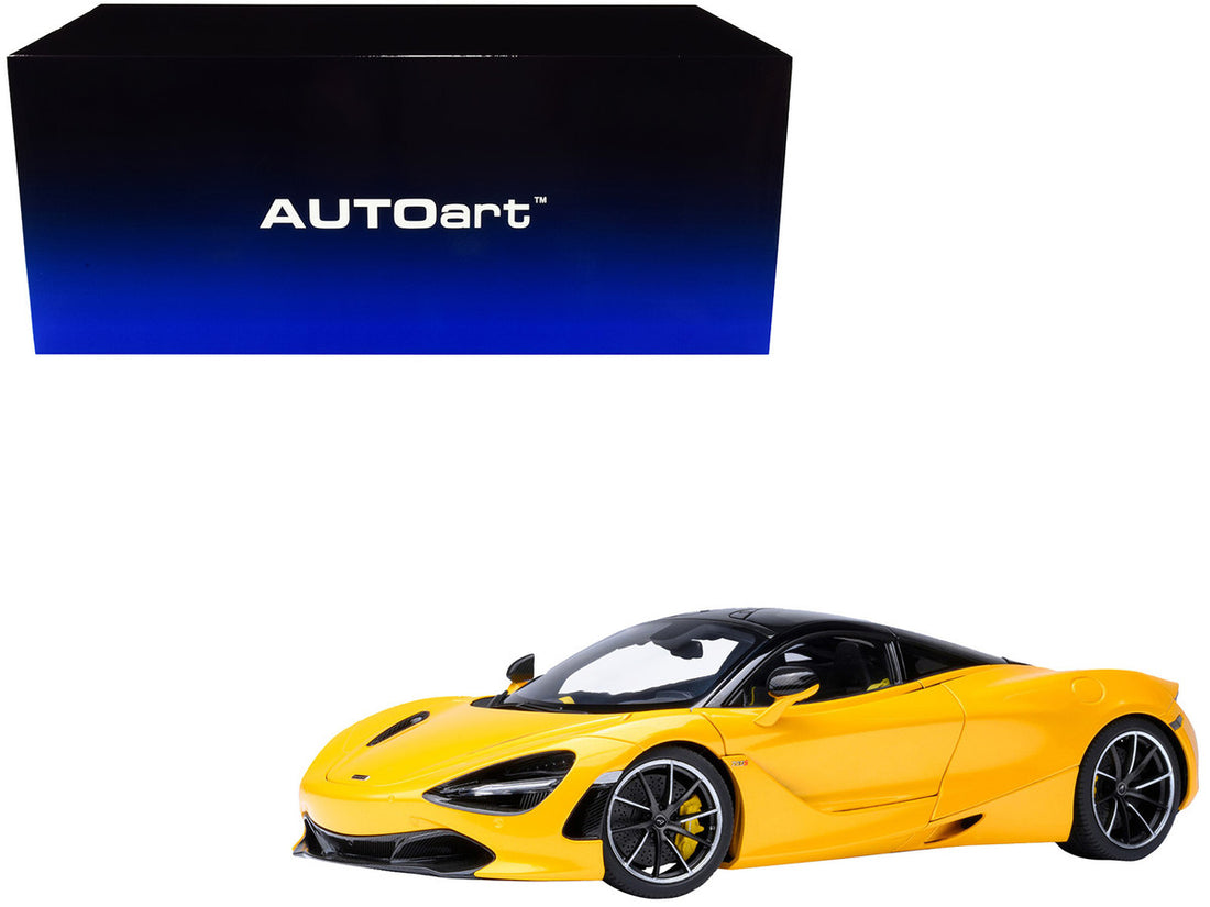 McLaren 720S Volcano Yellow with Black Top and Carbon Accents 1/18 Model Car by Autoart-3