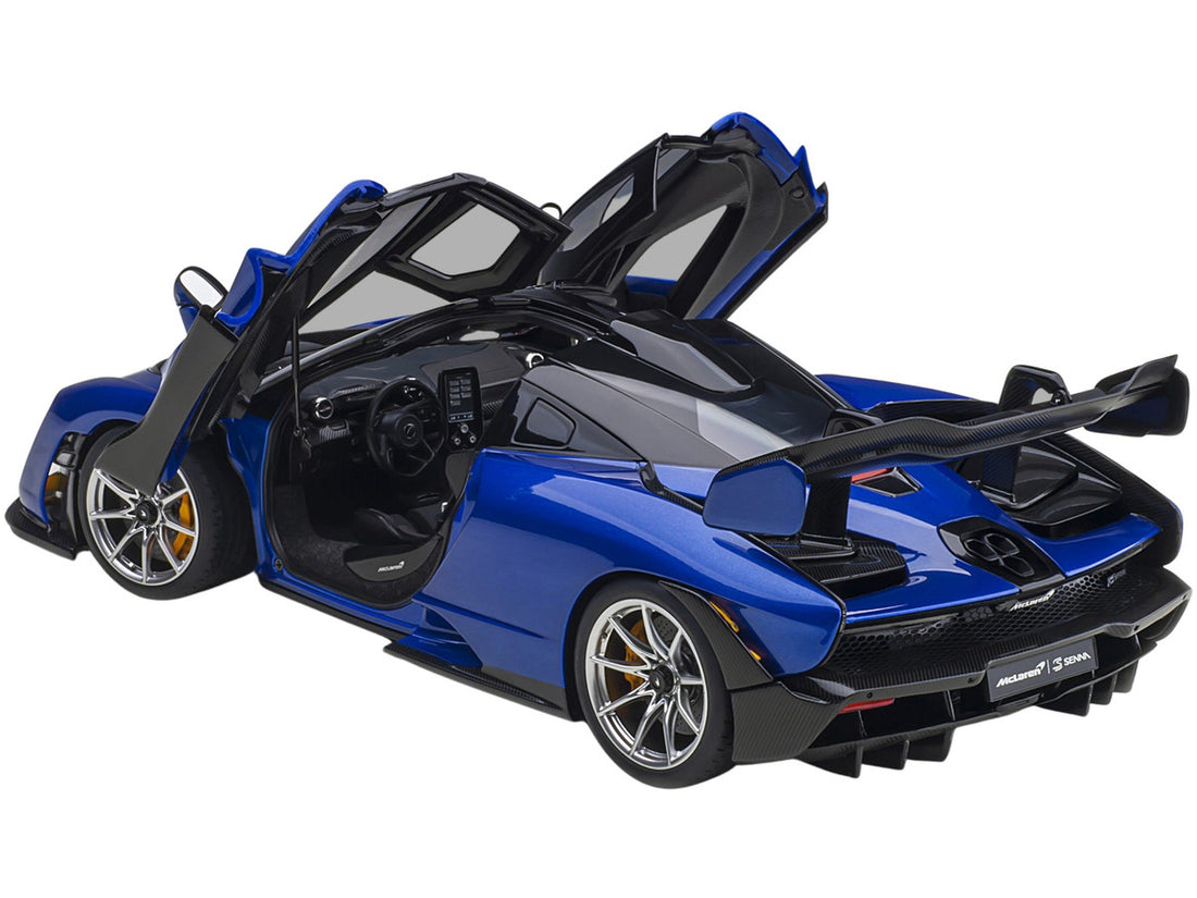 Mclaren Senna Trophy Kyanos Blue and Black with Carbon Accents 1/18 Model Car by Autoart-1