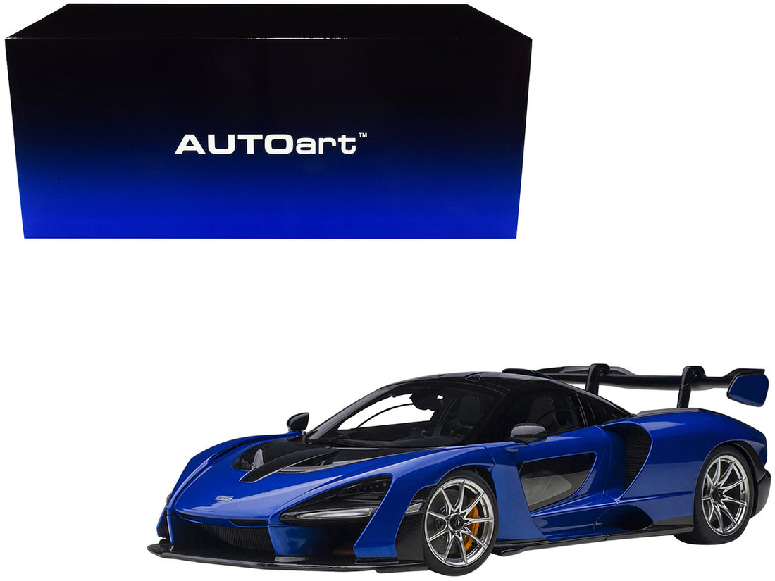 Mclaren Senna Trophy Kyanos Blue and Black with Carbon Accents 1/18 Model Car by Autoart-0