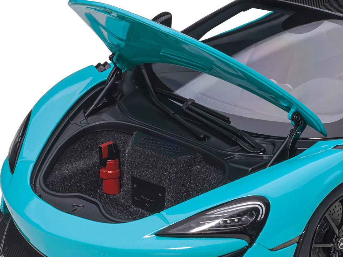 Mclaren 600LT Fistral Blue and Carbon 1/18 Model Car by Autoart-2