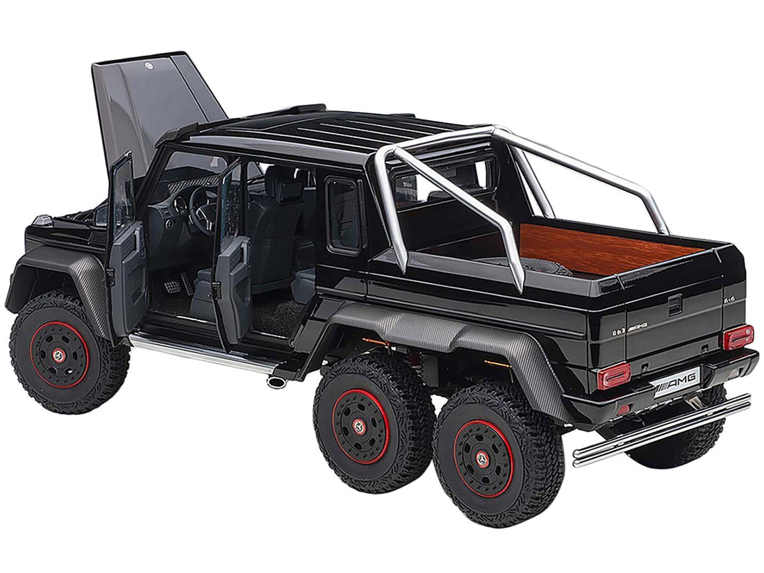 Mercedes Benz G63 AMG 6x6 Gloss Black with Carbon Accents 1/18 Model Car by Autoart-1