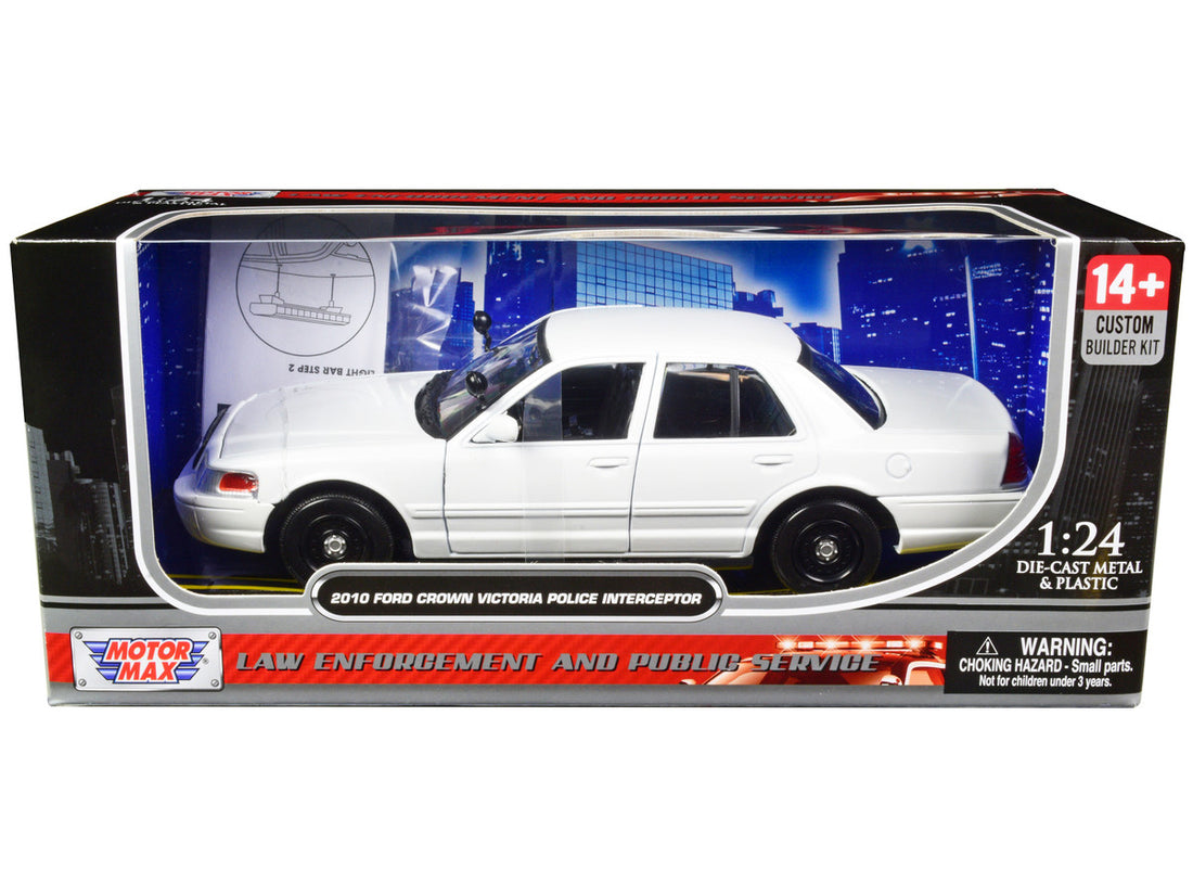 2010 Ford Crown Victoria Police Interceptor Unmarked White "Custom Builder's Kit" Series 1/24 Diecast Model Car by Motormax-0