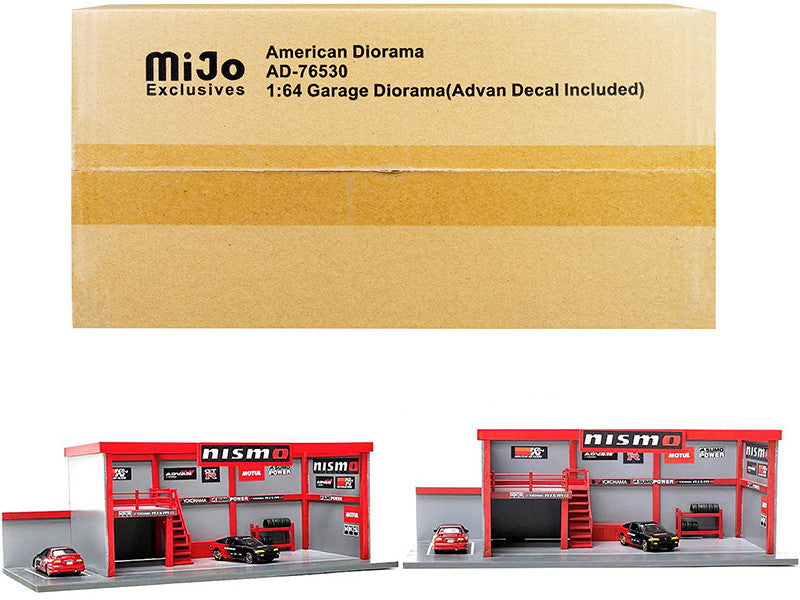 Garage Diorama Advan Diorama with Decals for 1/64 Scale Models by