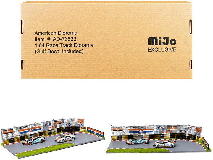 "Race Track Gulf Oil" Diorama with Decals for 1/64 Scale Models by American Diorama-0