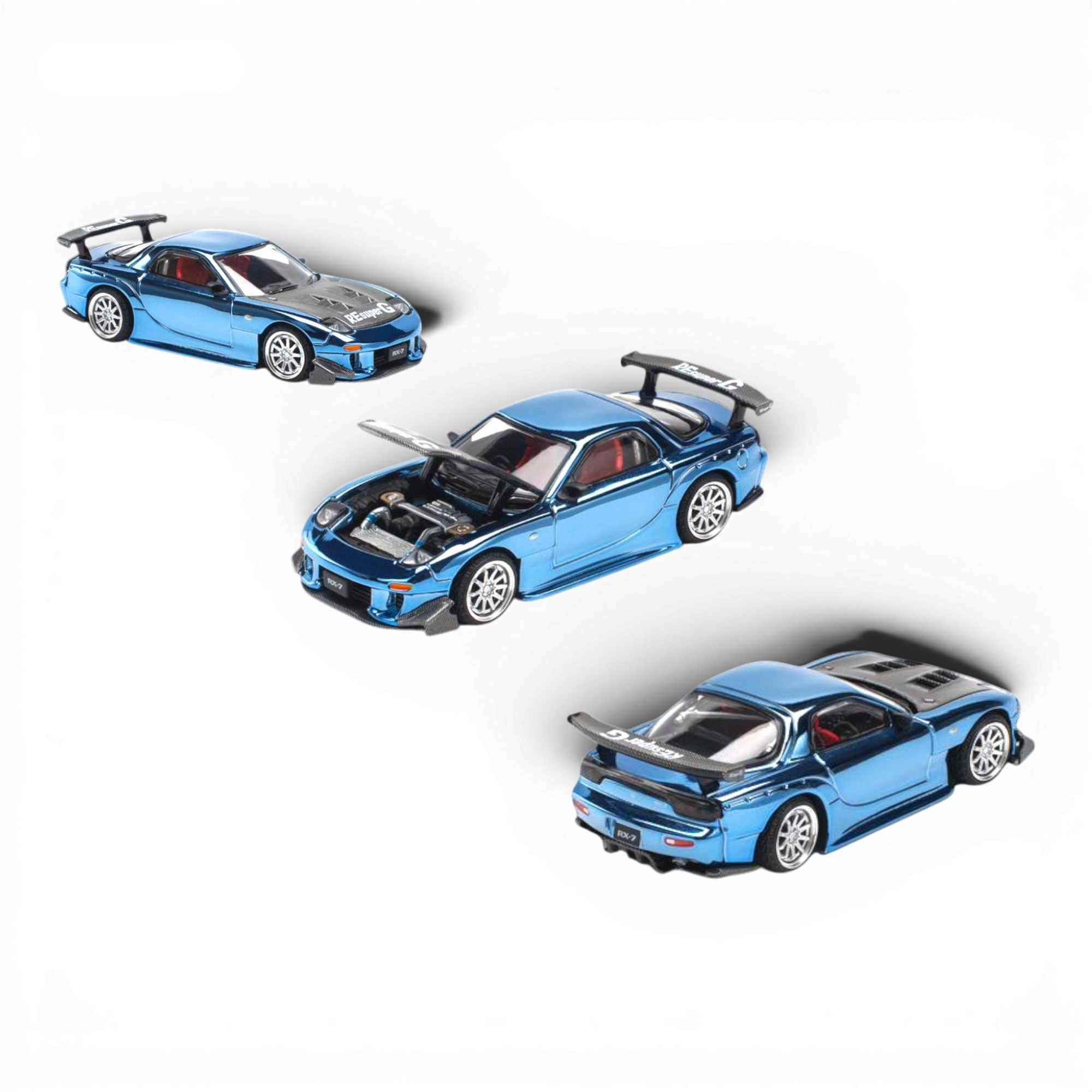 Mazda RX-7 Re-Amemiya Blue Chrome 1:64 by Pop Race 