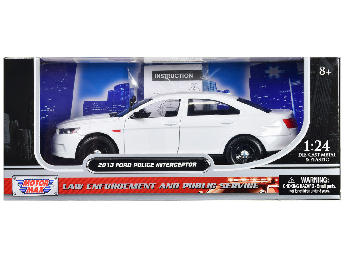 2013 Ford Police Interceptor Unmarked White "Custom Builder's Kit" Series 1/24 Diecast Model Car by Motormax-0