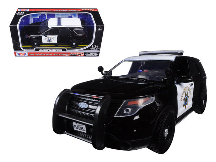 2015 Ford Interceptor Police Utility "California Highway Patrol" (CHP) Black and White 1/24 Diecast Model Car by Motormax-0