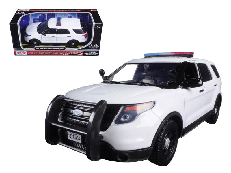 2015 Ford Police Interceptor Utility Unmarked White 1/24 Diecast Model Car by Motormax-0