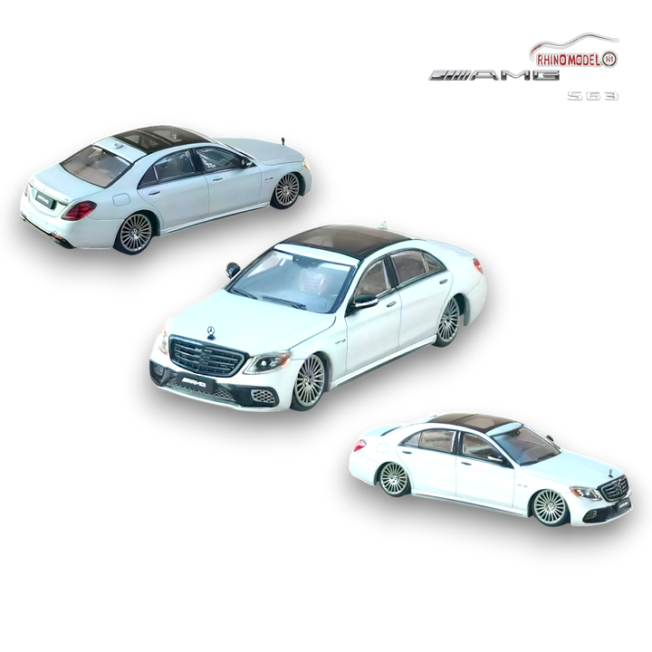 AMG S63 S Class W222 Matte Silver 1:64 by Rhino Model 