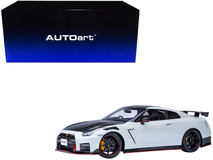 2022 Nissan GT-R (R35) Nismo Special Edition RHD (Right Hand Drive) Brilliant White Pearl with Carbon Hood and Top 1/18 Model Car by Autoart-0