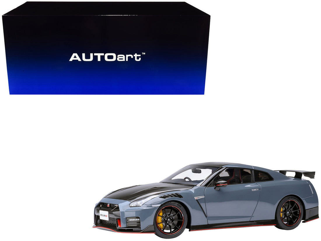 2022 Nissan GT-R (R35) Nismo Special Edition RHD (Right Hand Drive) Nismo Stealth Gray with Carbon Hood and Top 1/18 Model Car by Autoart-0