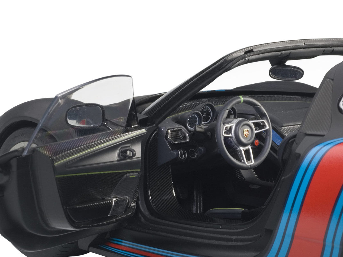 Porsche 918 Spyder Weissach Package Black/ Martini Livery #15 1/18 Model Car  by Autoart-3