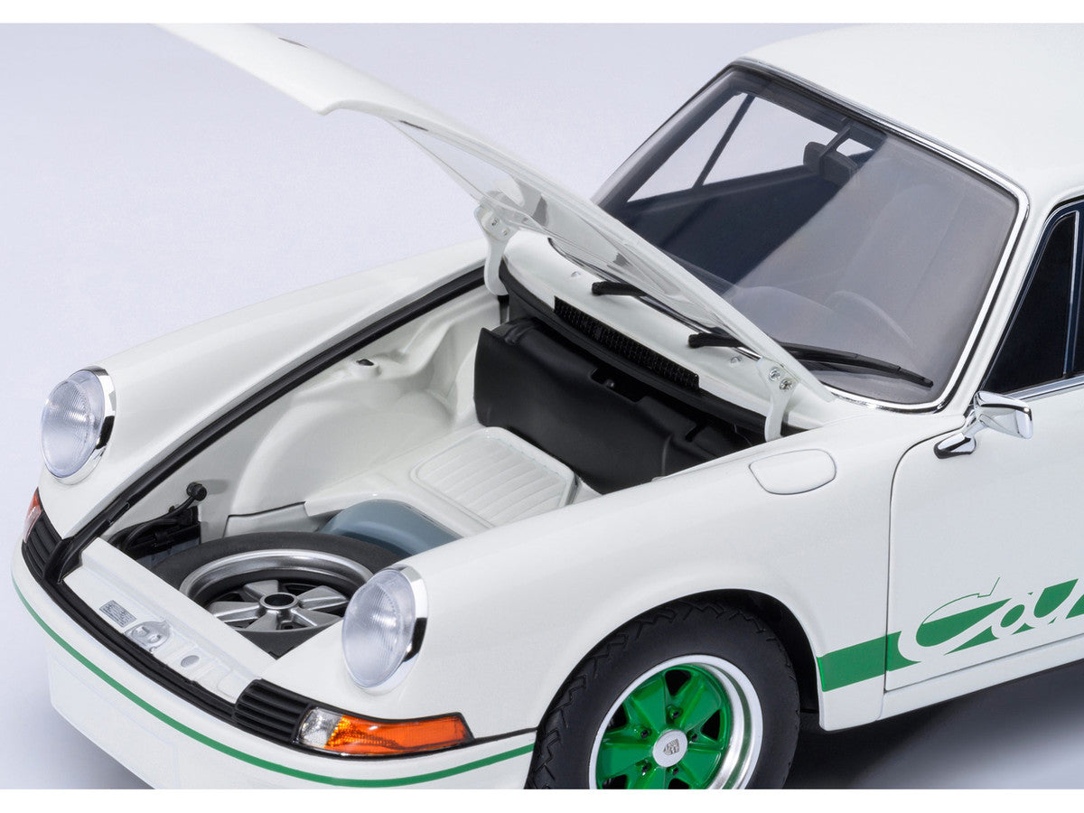 Porsche 911 Carrera 2.7 RS Grand Prix White with Green Stripes and Wheels 1/18 Model Car by Autoart-1