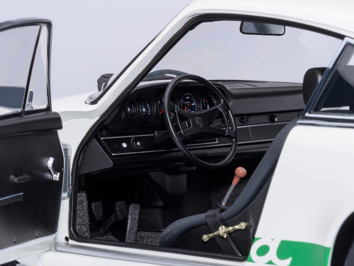 Porsche 911 Carrera 2.7 RS Grand Prix White with Green Stripes and Wheels 1/18 Model Car by Autoart-2