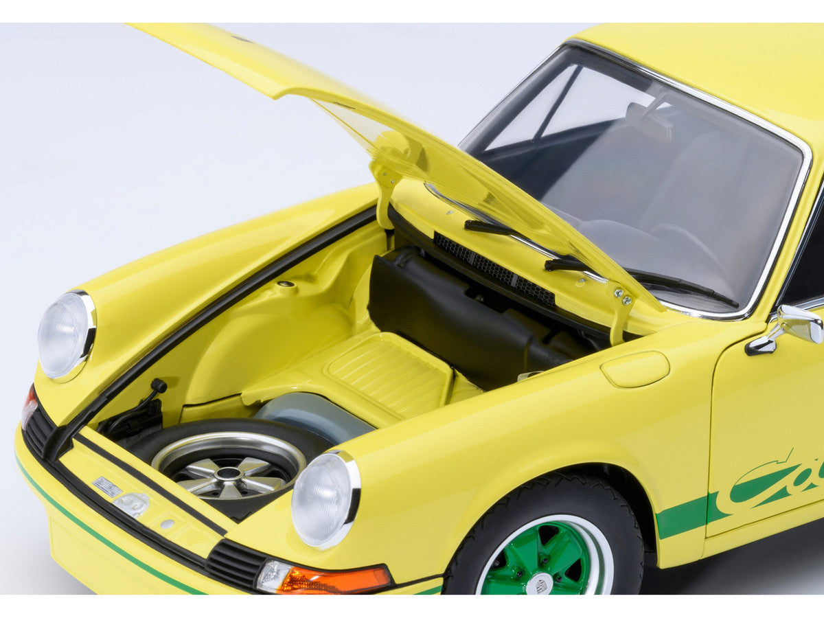 Porsche 911 Carrera 2.7 RS Light Yellow with Green Stripes and Wheels 1/18 Model Car by Autoart-1