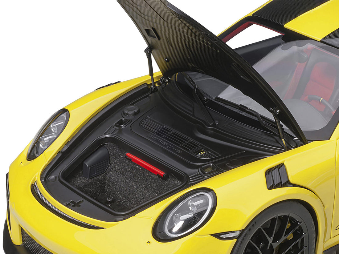 Porsche 911 (991.2) GT2 RS Weissach Package Racing Yellow with Carbon Stripes 1/18 Model Car by Autoart-2