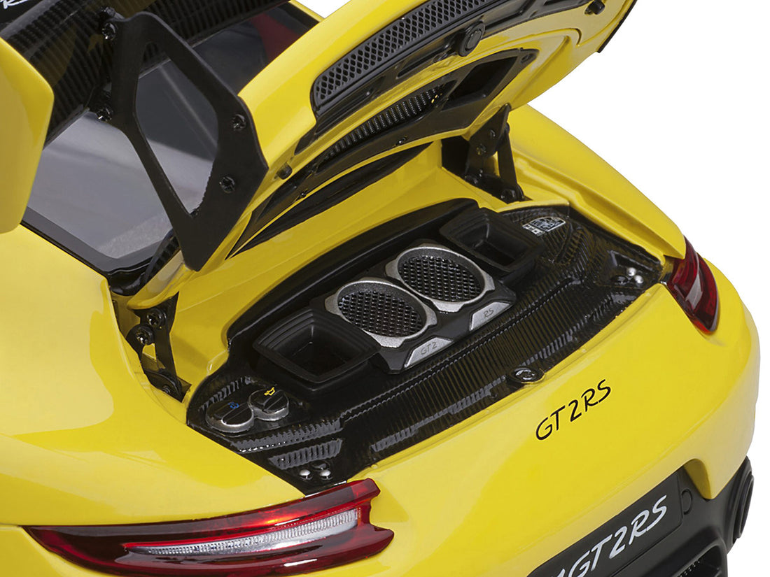 Porsche 911 (991.2) GT2 RS Weissach Package Racing Yellow with Carbon Stripes 1/18 Model Car by Autoart-3