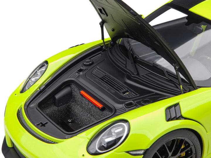 Porsche 911 (991.2) GT2 RS Weissach Package Acid Green with Carbon Stripes 1/18 Model Car by Autoart-1