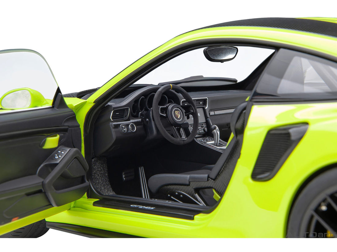 Porsche 911 (991.2) GT2 RS Weissach Package Acid Green with Carbon Stripes 1/18 Model Car by Autoart-2