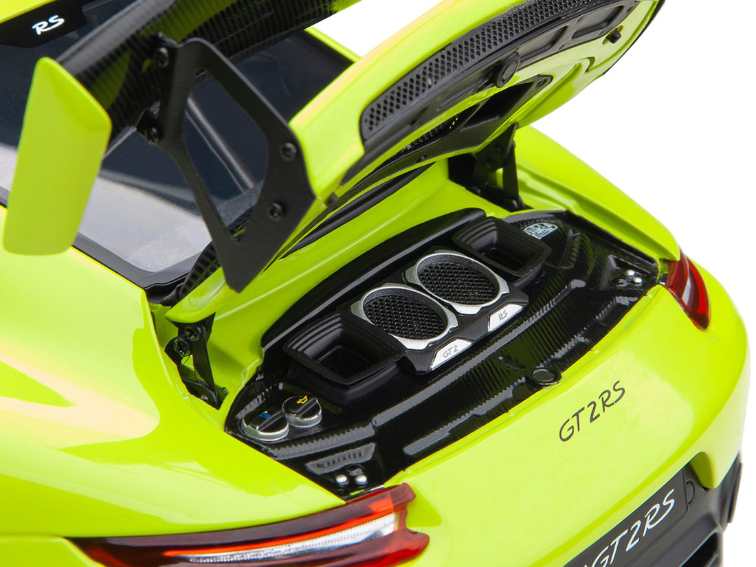 Porsche 911 (991.2) GT2 RS Weissach Package Acid Green with Carbon Stripes 1/18 Model Car by Autoart-3