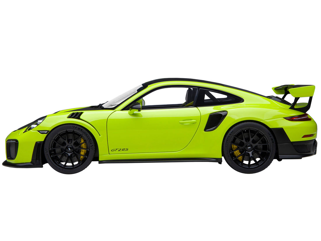 Porsche 911 (991.2) GT2 RS Weissach Package Acid Green with Carbon Stripes 1/18 Model Car by Autoart-4