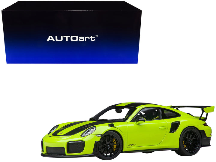 Porsche 911 (991.2) GT2 RS Weissach Package Acid Green with Carbon Stripes 1/18 Model Car by Autoart-0