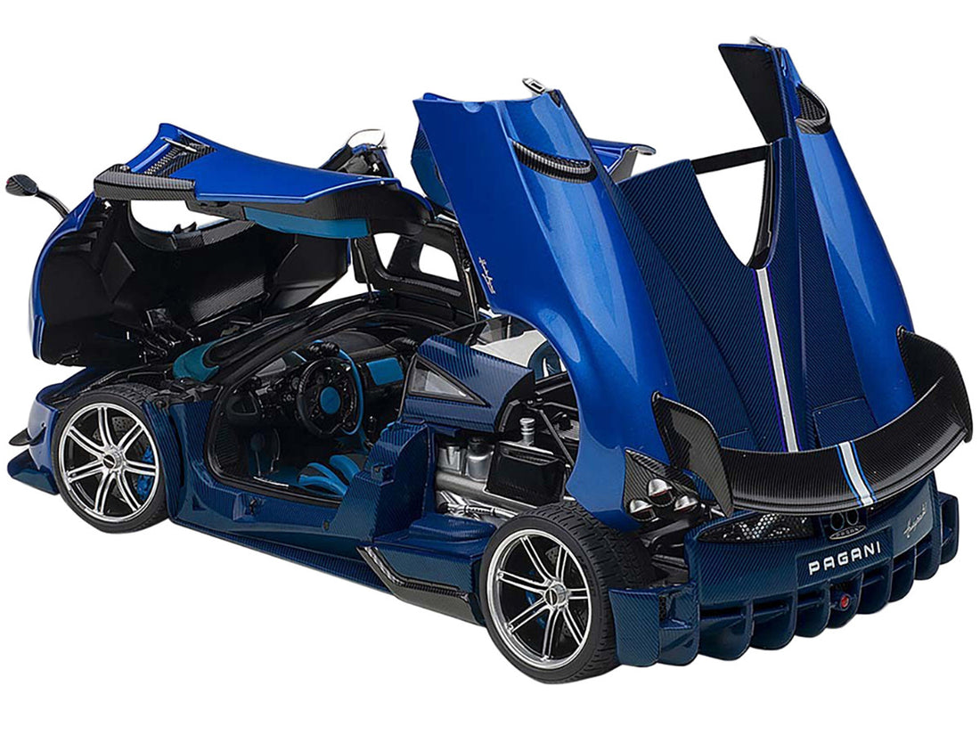 Pagani Huayra BC Blu Francia / Candy Blue Metallic with Carbon Accents 1/18 Model Car by Autoart-1