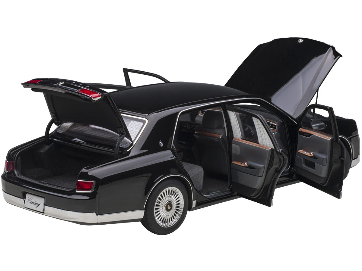 Toyota Century with Curtains RHD (Right Hand Drive) Black Special Edition 1/18 Model Car by Autoart 2