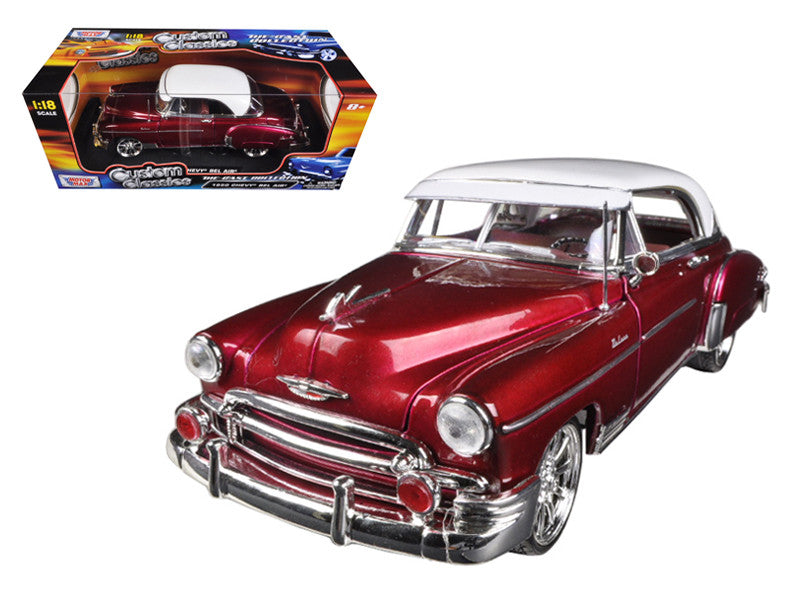 1950 Chevrolet Bel Air Metallic Dark Red Custom 1/18 Diecast Car Model by Motormax-0