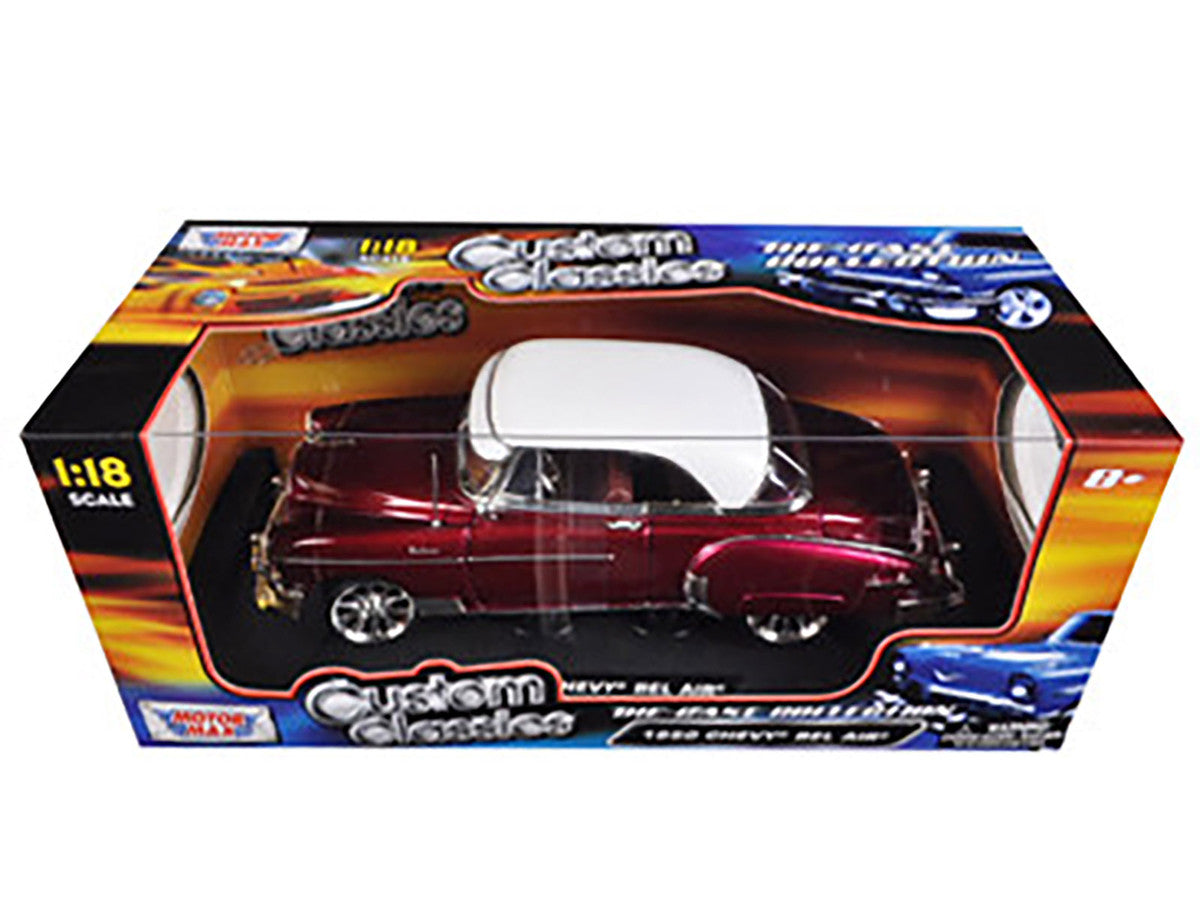 1950 Chevrolet Bel Air Metallic Dark Red Custom 1/18 Diecast Car Model by Motormax-2
