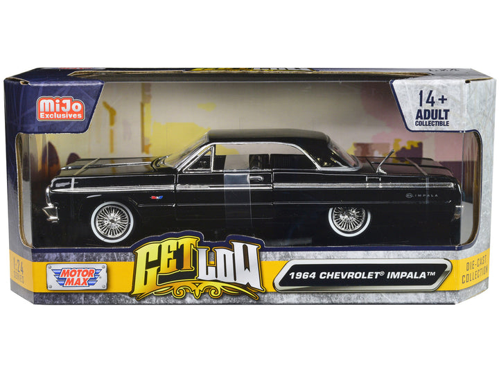 1964 Chevrolet Impala Lowrider Hard Top Black "Get Low" Series 1/24 Diecast Car Model by Motormax-0