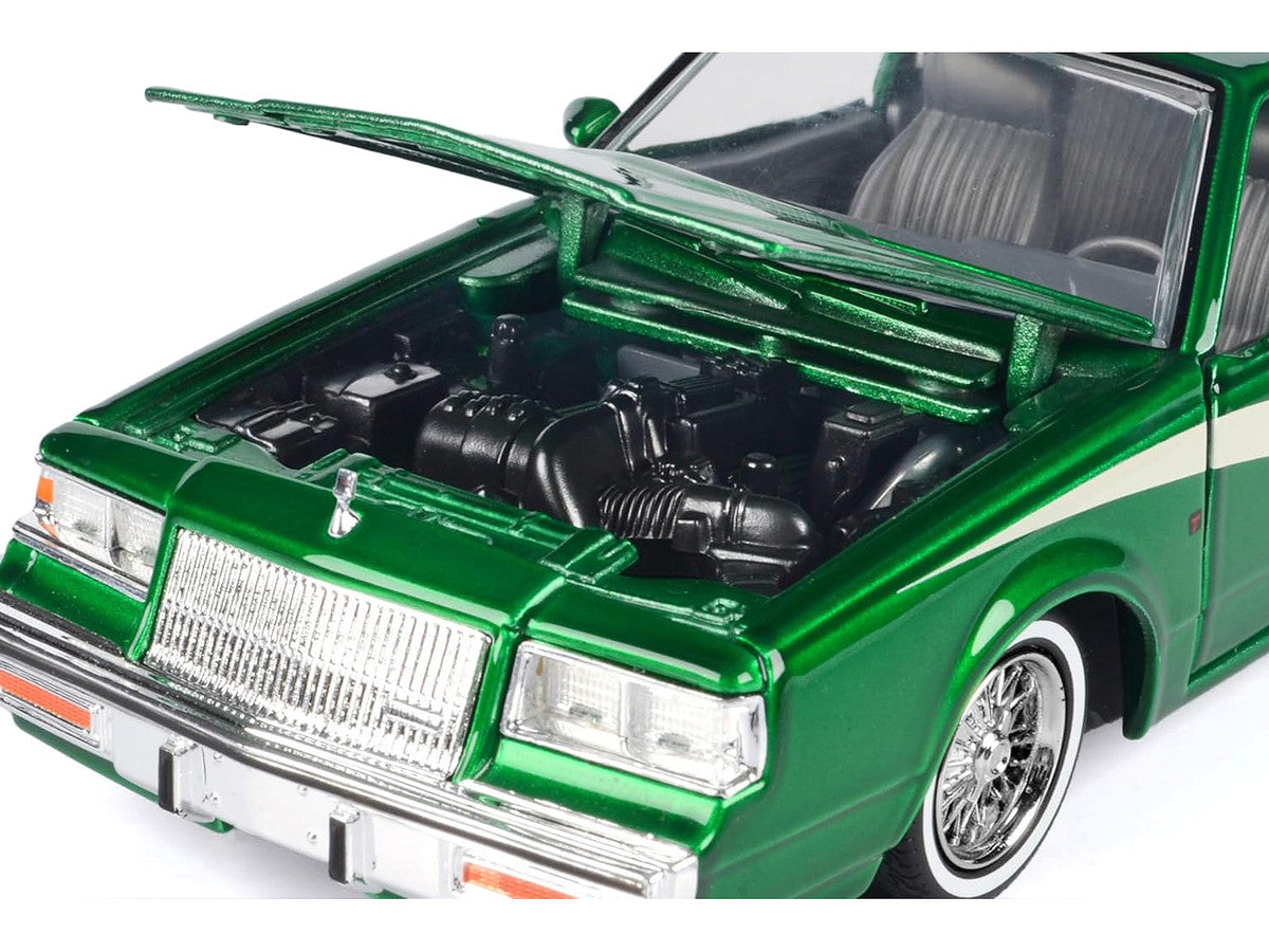 1987 Buick Regal 3.8 SFI Turbo Green Metallic and Cream with Graphics "Get Low" Series 1/24 Diecast Model Car by Motormax-3