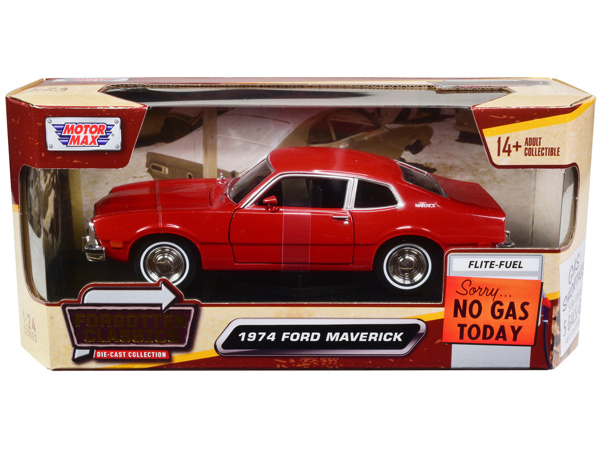 Ford Maverick 1974 Red "Forgotten Classics" Series 1/24 Diecast Model Car by Motormax